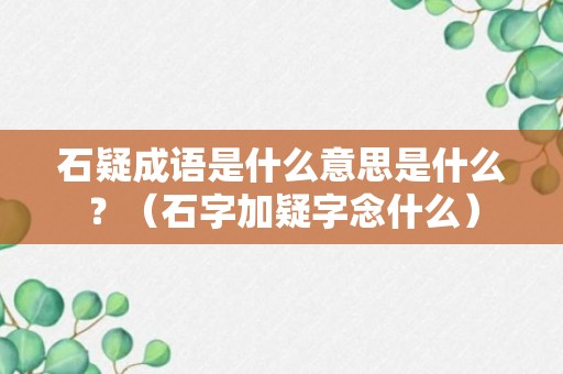 石疑成语是什么意思是什么？（石字加疑字念什么）