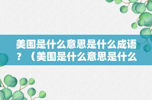 美围是什么意思是什么成语？（美围是什么意思是什么成语怎么说）