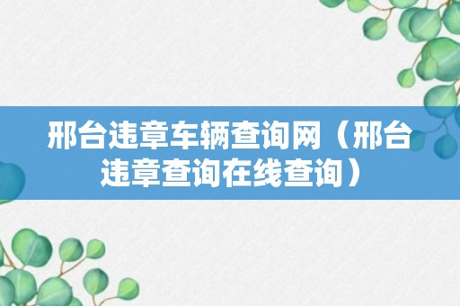 邢台违章车辆查询网（邢台违章查询在线查询）