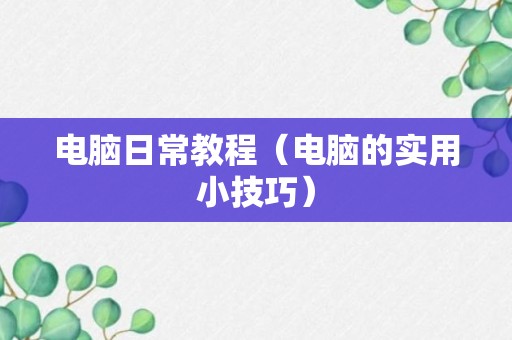 电脑日常教程（电脑的实用小技巧）