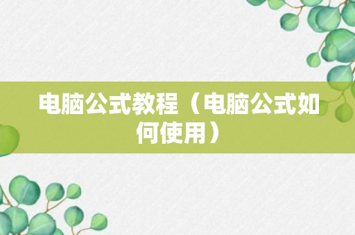 电脑公式教程（电脑公式如何使用）