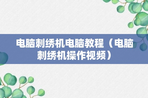 电脑刺绣机电脑教程（电脑刺绣机操作视频）