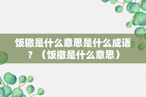 饭辙是什么意思是什么成语？（饭撤是什么意思）