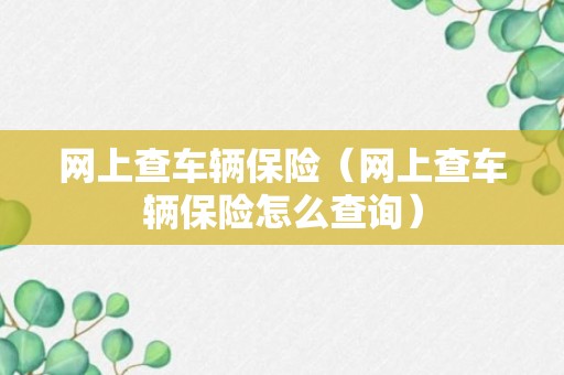 网上查车辆保险（网上查车辆保险怎么查询）