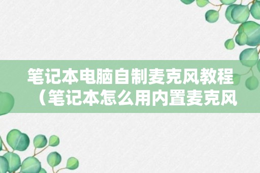 笔记本电脑自制麦克风教程（笔记本怎么用内置麦克风）