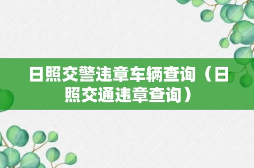 日照交警违章车辆查询（日照交通违章查询）