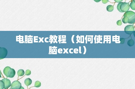 电脑Exc教程（如何使用电脑excel）