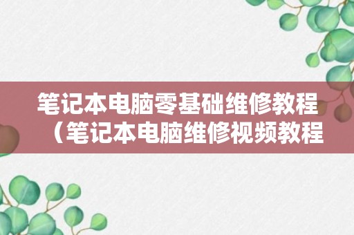 笔记本电脑零基础维修教程（笔记本电脑维修视频教程）