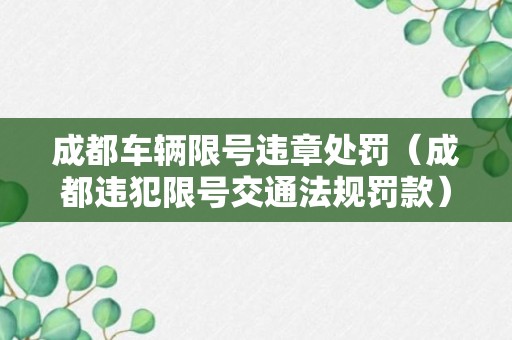 成都车辆限号违章处罚（成都违犯限号交通法规罚款）