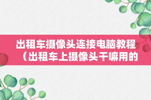 出租车摄像头连接电脑教程（出租车上摄像头干嘛用的）