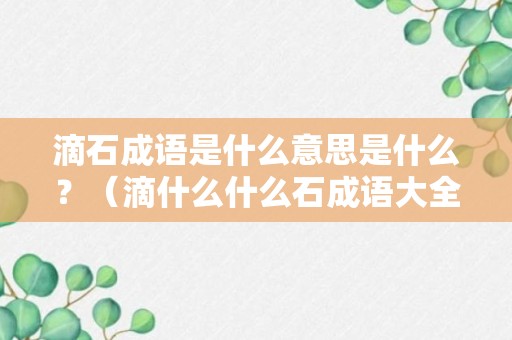 滴石成语是什么意思是什么？（滴什么什么石成语大全）