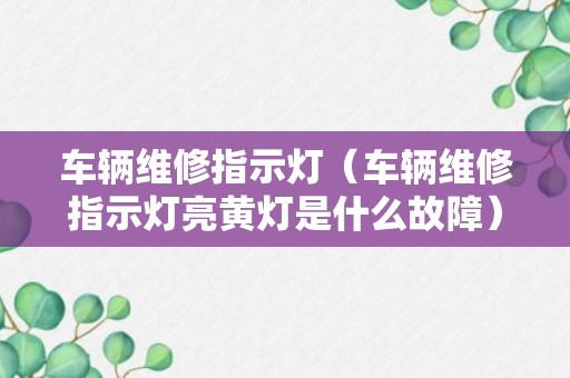 车辆维修指示灯（车辆维修指示灯亮黄灯是什么故障）