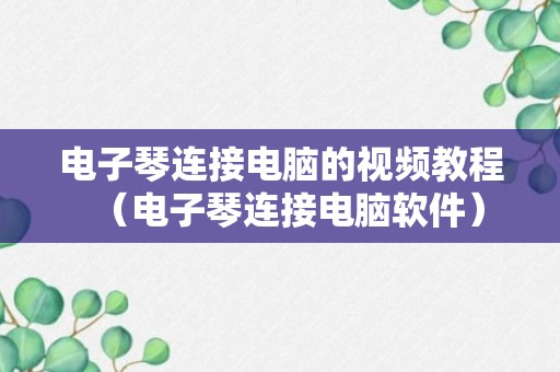 电子琴连接电脑的视频教程（电子琴连接电脑软件）