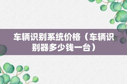 车辆识别系统价格（车辆识别器多少钱一台）