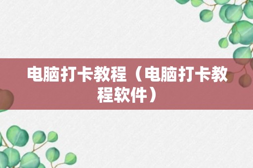 电脑打卡教程（电脑打卡教程软件）