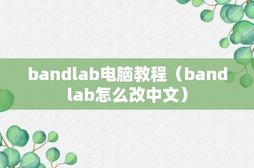 bandlab电脑教程（bandlab怎么改中文）