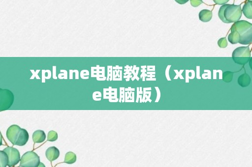 xplane电脑教程（xplane电脑版）