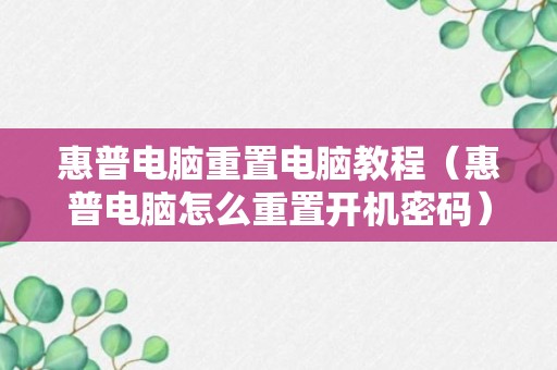 惠普电脑重置电脑教程（惠普电脑怎么重置开机密码）