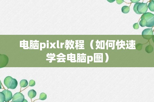 电脑pixlr教程（如何快速学会电脑p图）