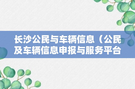 长沙公民与车辆信息（公民及车辆信息申报与服务平台）