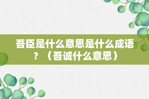 吾臣是什么意思是什么成语？（吾诚什么意思）