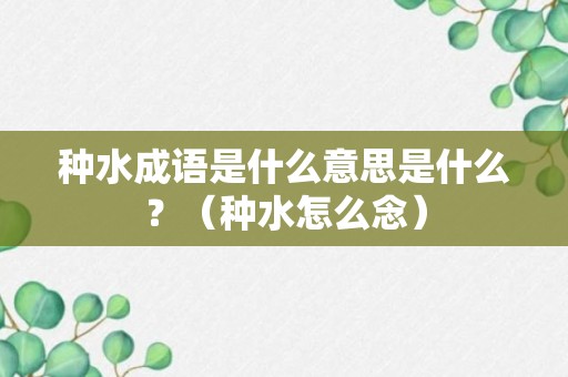 种水成语是什么意思是什么？（种水怎么念）