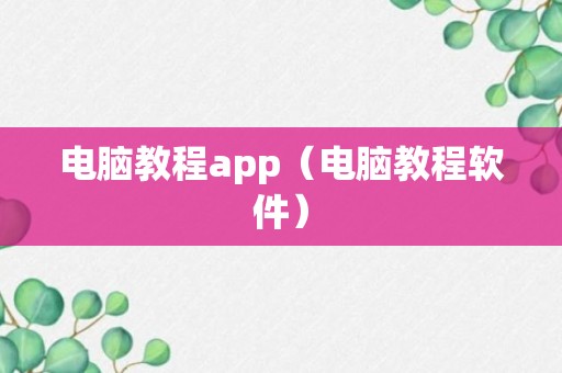 电脑教程app（电脑教程软件）