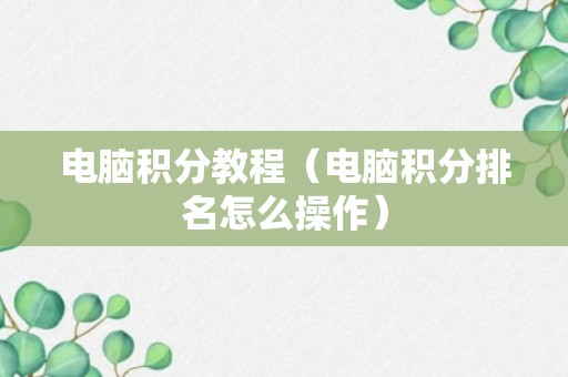 电脑积分教程（电脑积分排名怎么操作）