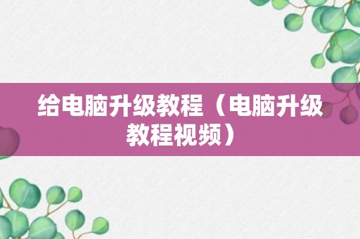 给电脑升级教程（电脑升级教程视频）