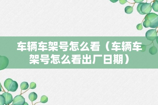 车辆车架号怎么看（车辆车架号怎么看出厂日期）