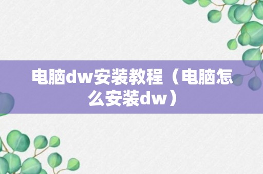 电脑dw安装教程（电脑怎么安装dw）