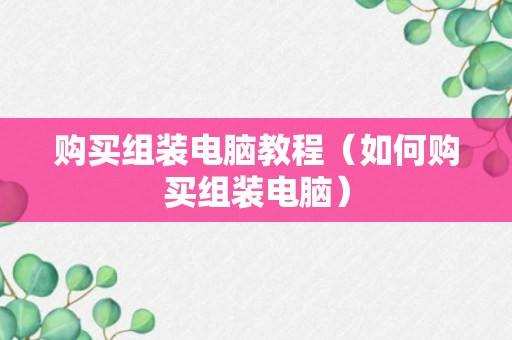 购买组装电脑教程（如何购买组装电脑）