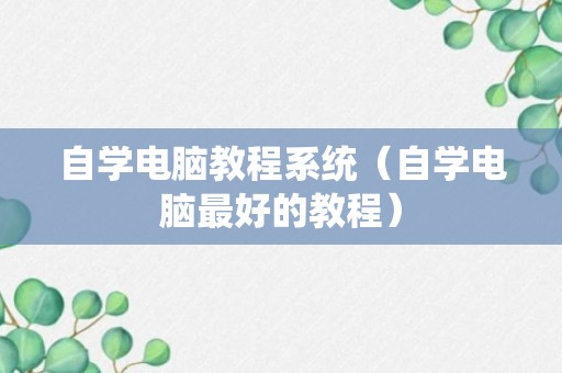 自学电脑教程系统（自学电脑最好的教程）