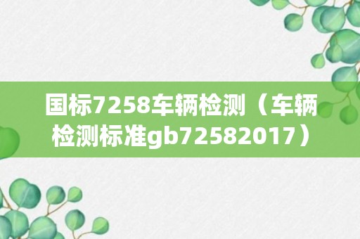 国标7258车辆检测（车辆检测标准gb72582017）