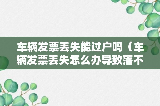 车辆发票丢失能过户吗（车辆发票丢失怎么办导致落不上户）