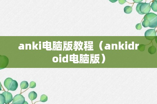 anki电脑版教程（ankidroid电脑版）