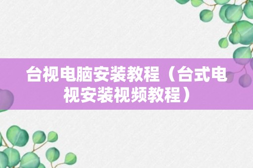 台视电脑安装教程（台式电视安装视频教程）