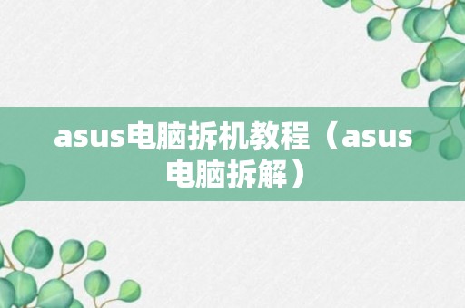 asus电脑拆机教程（asus电脑拆解）