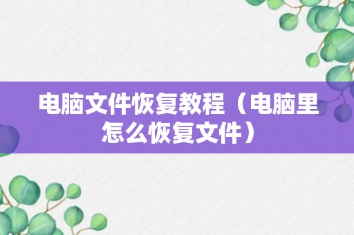 电脑文件恢复教程（电脑里怎么恢复文件）