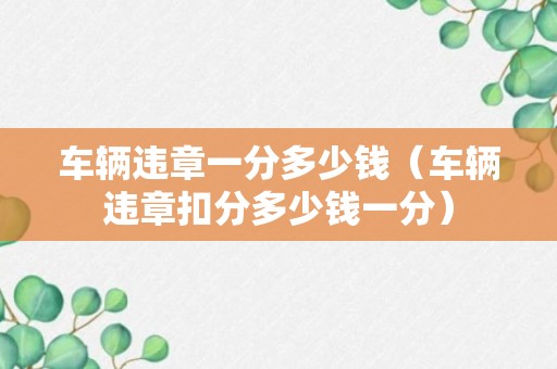 车辆违章一分多少钱（车辆违章扣分多少钱一分）