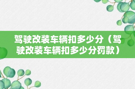 驾驶改装车辆扣多少分（驾驶改装车辆扣多少分罚款）