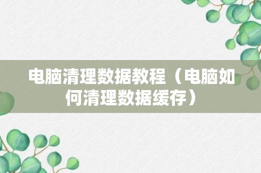 电脑清理数据教程（电脑如何清理数据缓存）