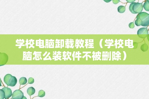 学校电脑卸载教程（学校电脑怎么装软件不被删除）