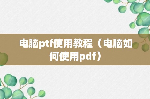 电脑ptf使用教程（电脑如何使用pdf）