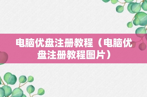 电脑优盘注册教程（电脑优盘注册教程图片）