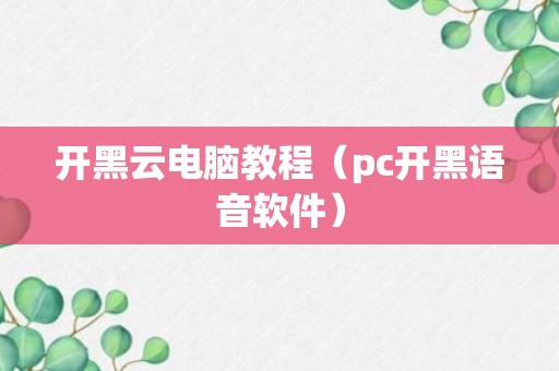 开黑云电脑教程（pc开黑语音软件）