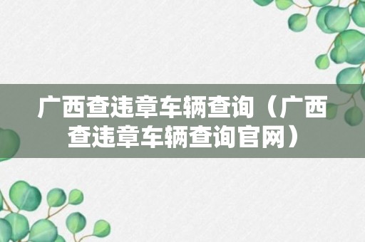 广西查违章车辆查询（广西查违章车辆查询官网）