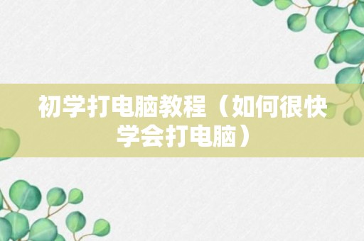 初学打电脑教程（如何很快学会打电脑）