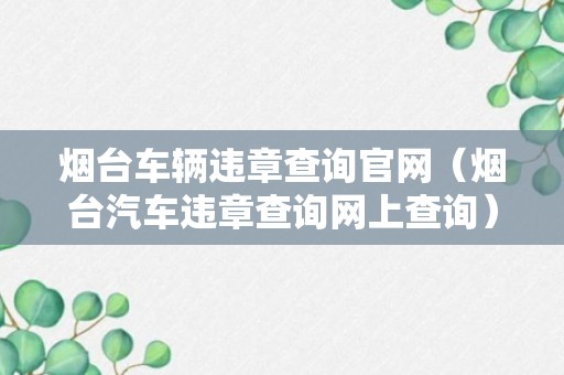 烟台车辆违章查询官网（烟台汽车违章查询网上查询）