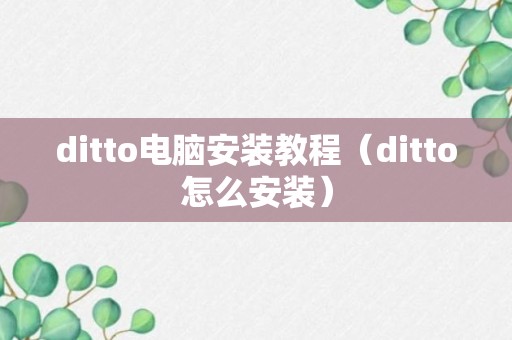 ditto电脑安装教程（ditto怎么安装）